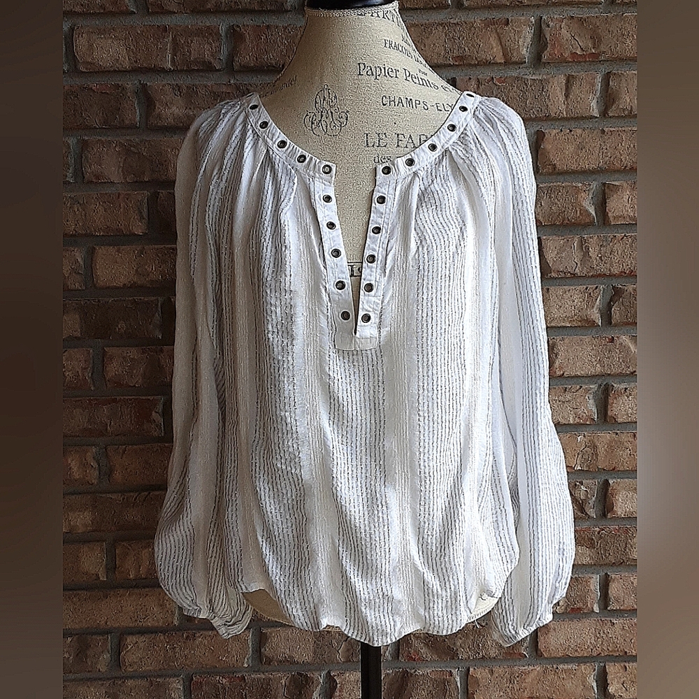 Free People Against All Odds Grommet Boho Blouse Sz XS Oversized. - Picture 2 of 11